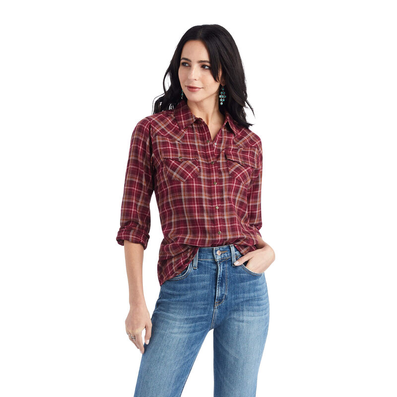 Ariat Hemden Damen - Real Trail Blaze DunkelRot ( MPXBT-6893 )